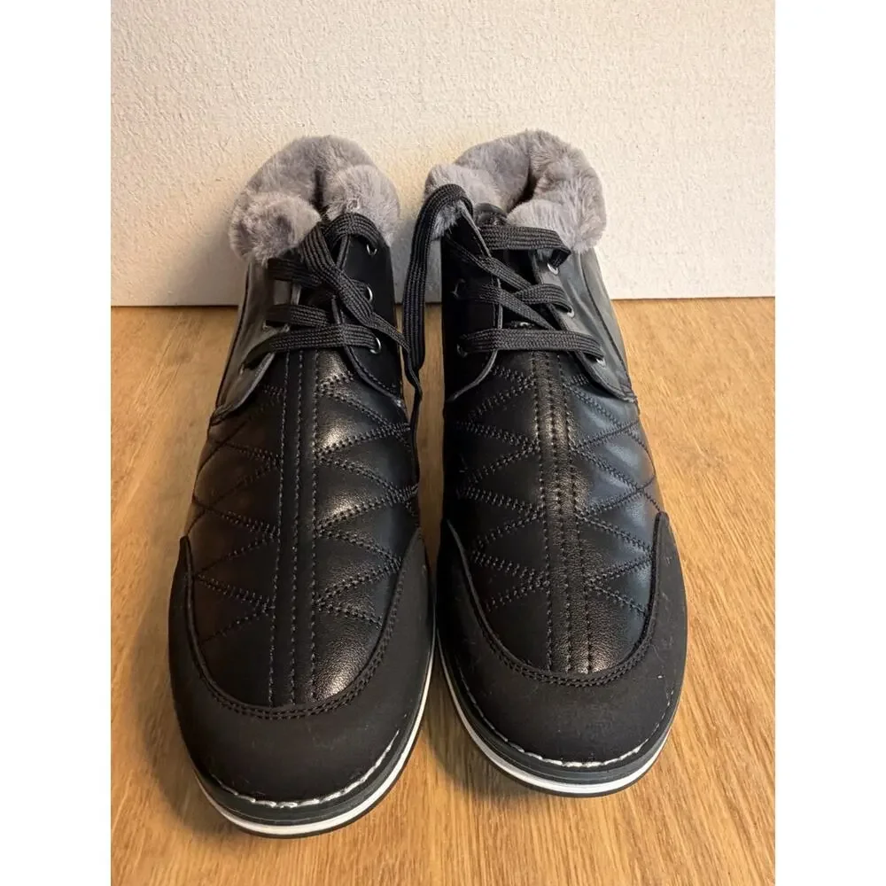 Men’s Winter Boots Black Faux Fur Lined Lace Up Comfort Boots EU 47 US 13